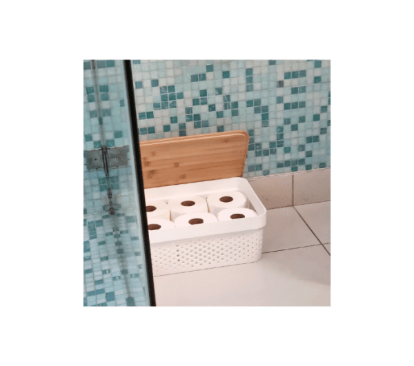 White storage bin with bamboo lid Trendz of today